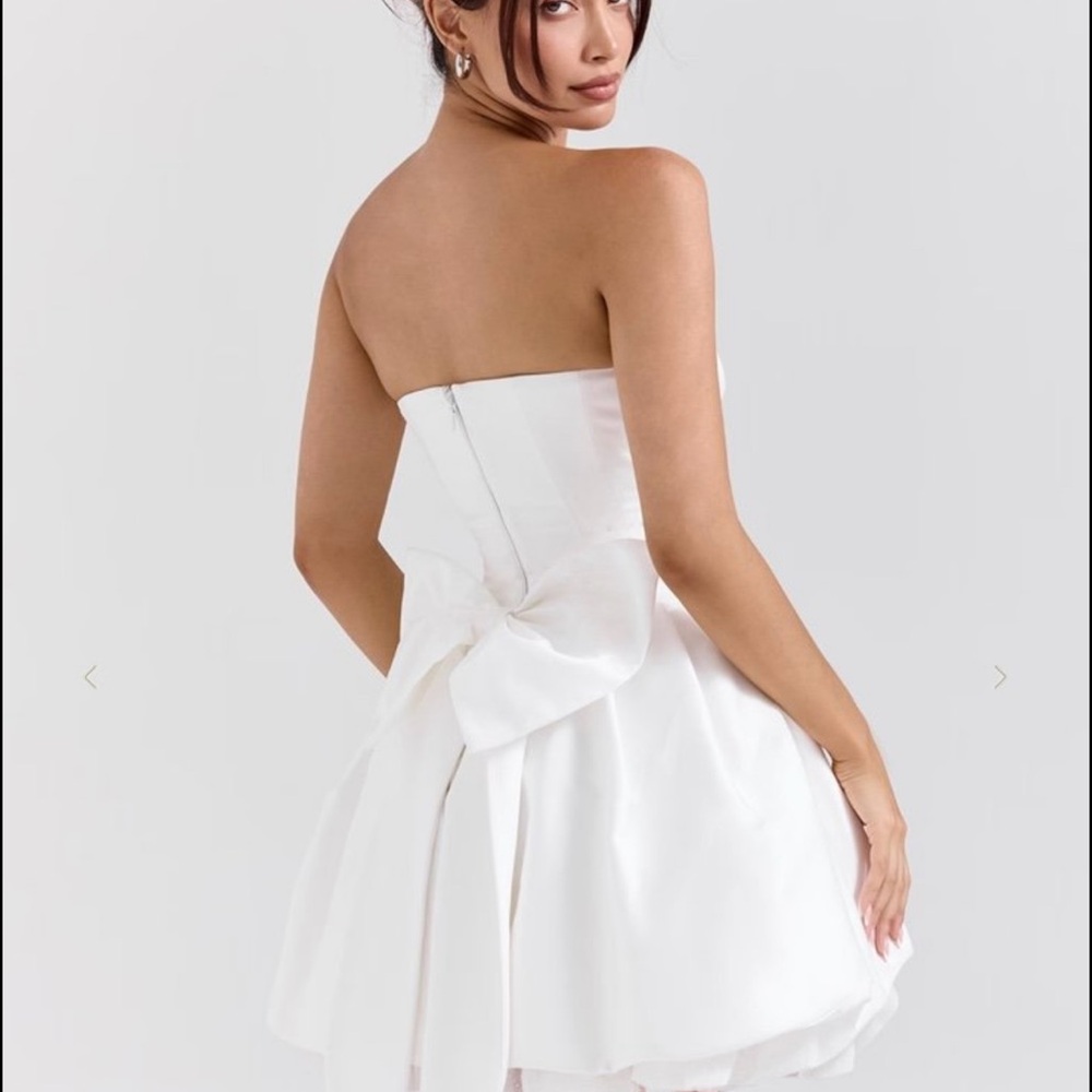 House of CB Strapless White Dress with Bow Noelle dress - Picture 6 of 10